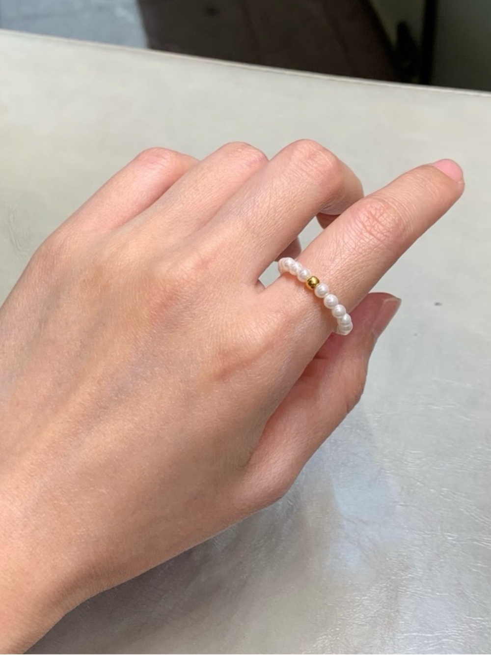 Delicate White Pearl Stretch Ring